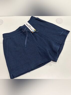 SmartWool Women's Large Recycled Terry Shorts NWT Navy Blue Wicking Relaxed Fit